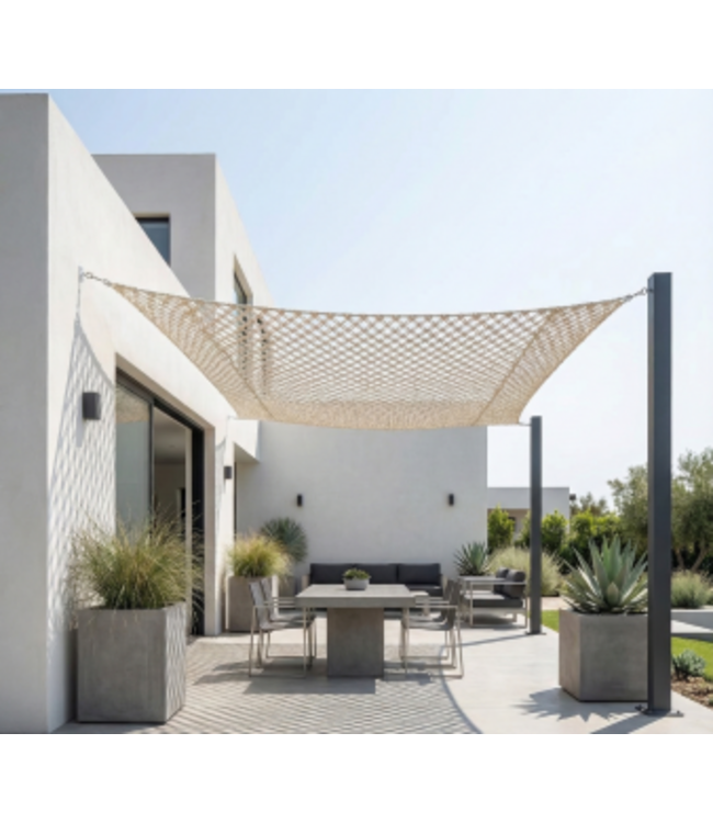 Macramé schaduwdoek rechthoek voor schaduw, sfeer en decoratie