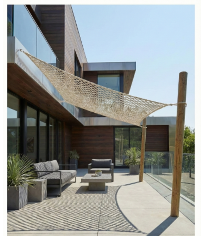 Macramé schaduwdoek rechthoek voor schaduw, sfeer en decoratie