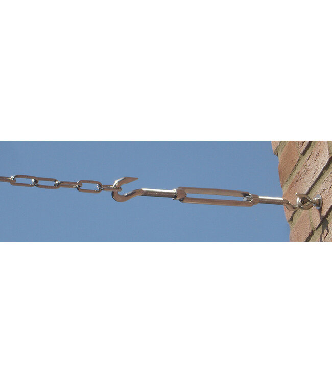 Bevestigingsmateriaal rvs voor vierhoek schaduwdoek, complete set