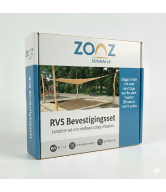 Bevestigingsmateriaal voor vierhoek schaduwdoek, uitgebreide set Robinia palen