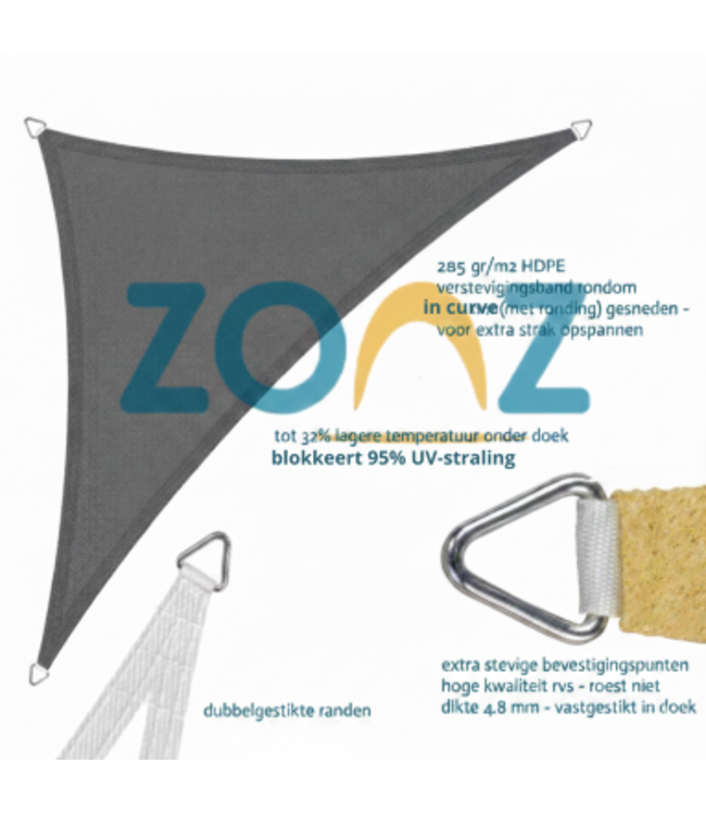 Schaduwdoek ongelijkzijdige driehoek - ZONZ