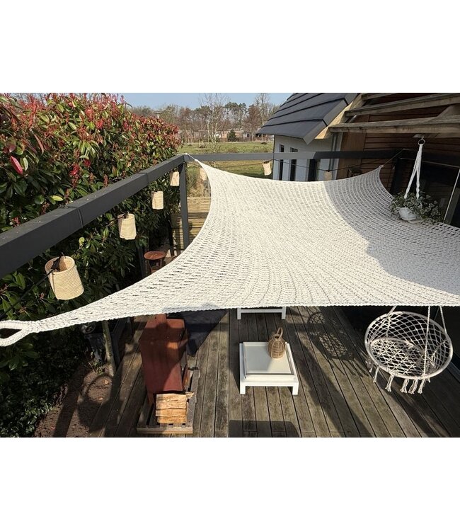 Macramé schaduwdoek rechthoek voor schaduw, sfeer en decoratie 3x4m