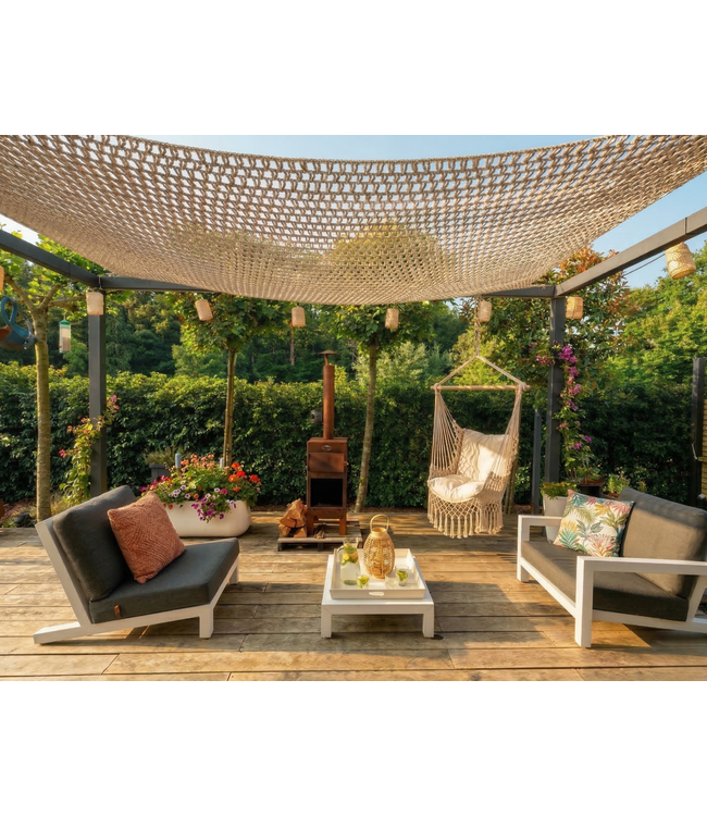 Macramé schaduwdoek rechthoek voor schaduw, sfeer en decoratie 3x4m