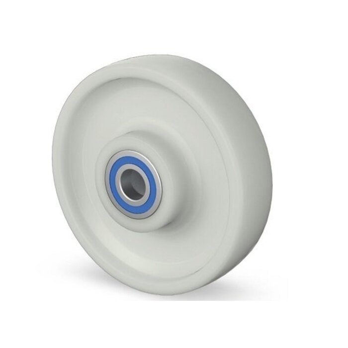 Rad aus rostfreiem Stahl 200 mm - Nylon - Kugellager 12 mm - 900 kg