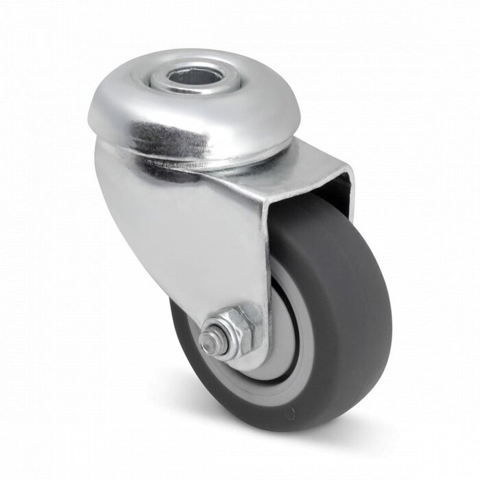 Gummi Lenkrolle 50 mm - Bolzenloch - 40 kg