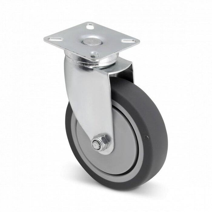 Gummilenkrolle 100 mm - Platte - 80 kg