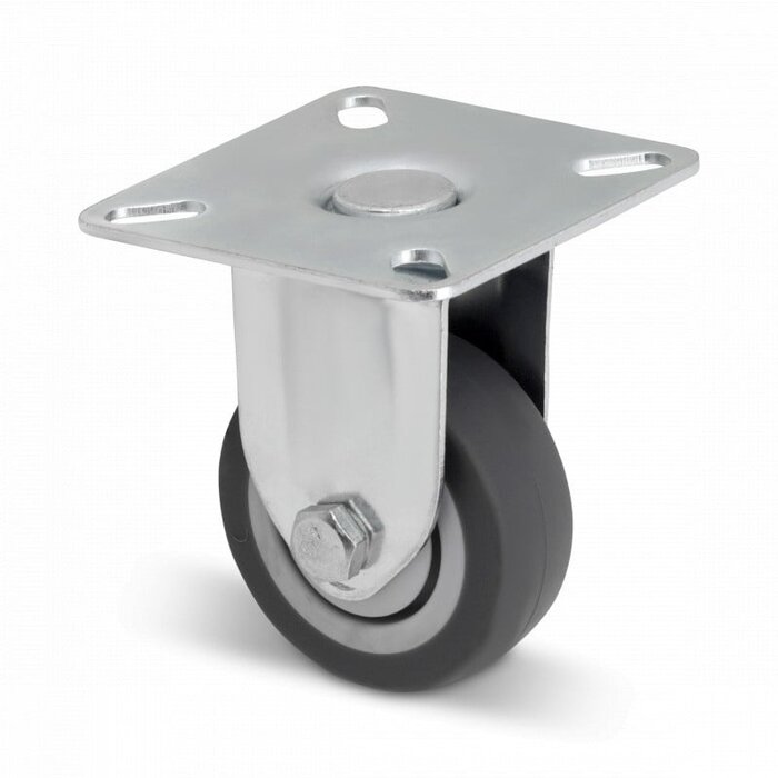 Bockrolle aus Gummi 50 mm - Platte - 40 kg