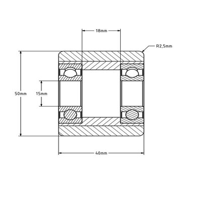 Polyurethan Hubwagenrolle 50x40 mm - Kugellager - 130 kg