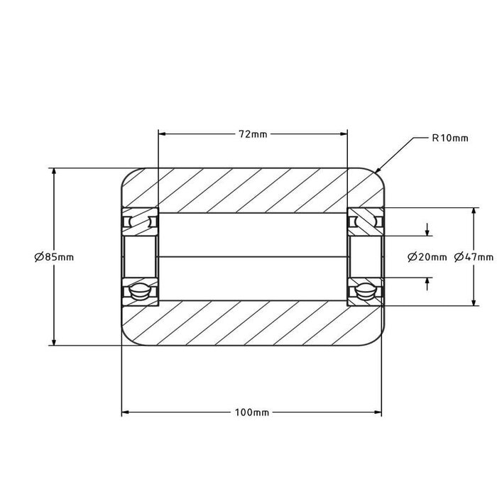 Nylon Palettenrolle 85x100 mm - Kugellager - 1100 kg