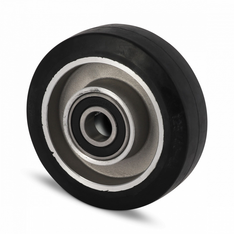 Elastisches Gummirad 125 mm - Kugellager 20 mm - 250 kg