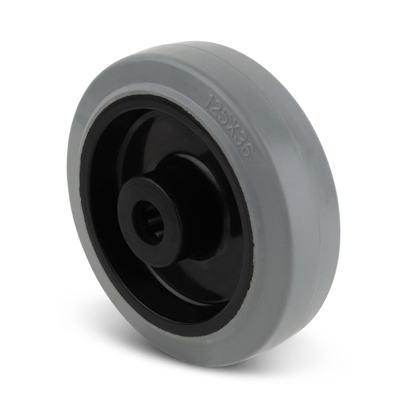 Elastisch Gummirad 125 mm - Rollenlager 15 mm - 220 kg