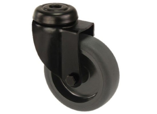 Schwarze Lenkrolle 100 mm - Bolzenloch - 80 kg