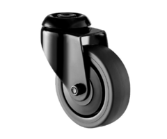 Schwarze Lenkrolle 75 mm - Rückenloch - 60 kg
