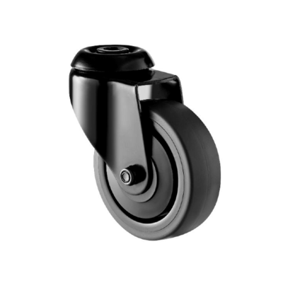 Schwarze Lenkrolle 75 mm - Bolzenloch - 60 kg