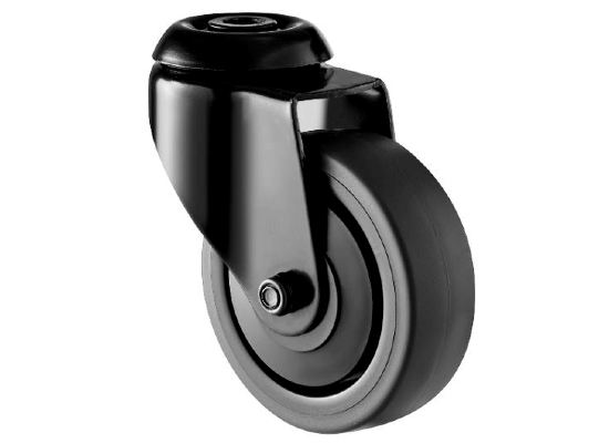 Schwarze Lenkrolle 50 mm - Bolzenloch - 40 kg