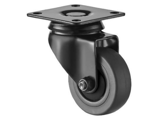Schwarze Lenkrolle 50 mm - Gleitlager - Platte - 40 kg