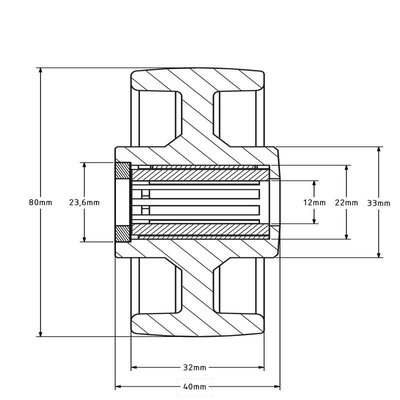 Nylon Rad 80 mm - Rollenlagerbohrung 12 mm - 100 kg