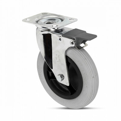 Luftbereifte Lenkrolle mit Bremse 150 mm Rillenprofil 4PR - 50 kg