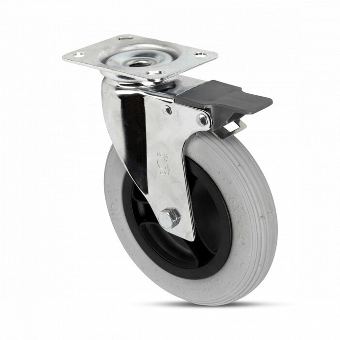 Luftbereifte Lenkrolle mit Bremse 150 mm Rillenprofil 4PR - 50 kg