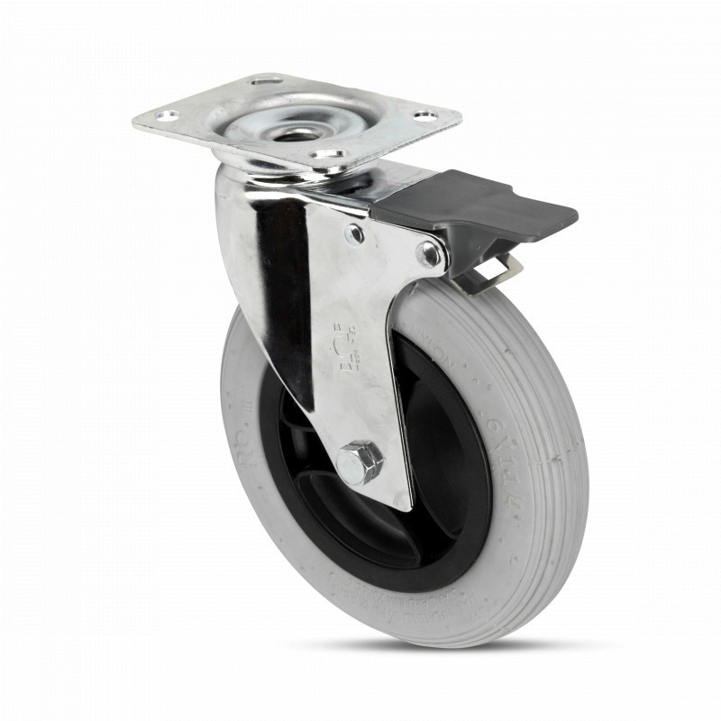 Luftbereifte Lenkrolle mit Bremse 150 mm Rillenprofil 4PR - 50 kg