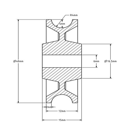 Kunststoff-Kabelscheibe 40 mm mit U-Rille - 35 kg