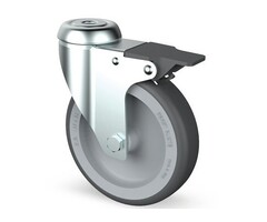 Derby Ruote Lenkrollen mit Bremse aus Edelstahl 60 mm Gummi - 40 kg