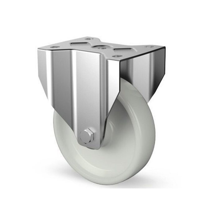 Derby Ruote Edelstahl Schwerlast Bockrolle 200 mm - Nylon - 900 kg