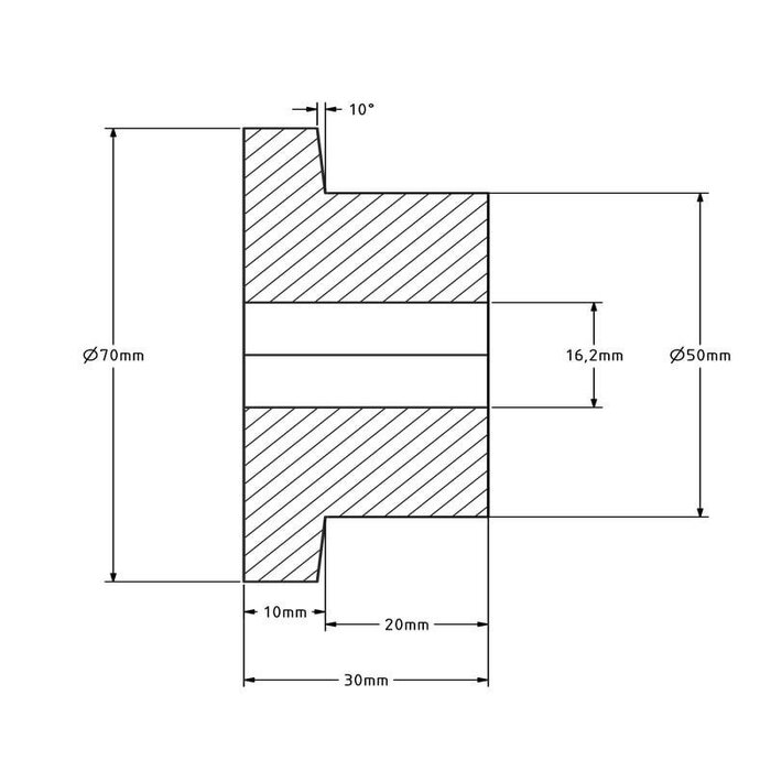 Spurkranzrolle Polyamid  50 mm - 100 kg