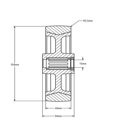 Edelstahl Rad 150 mm - PU - Rollenlager - 400 kg