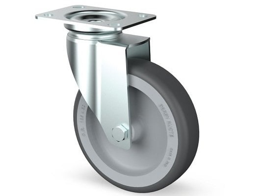 Derby Ruote Edelstahl Lenkrolle 80 mm - Gummi - 60 kg