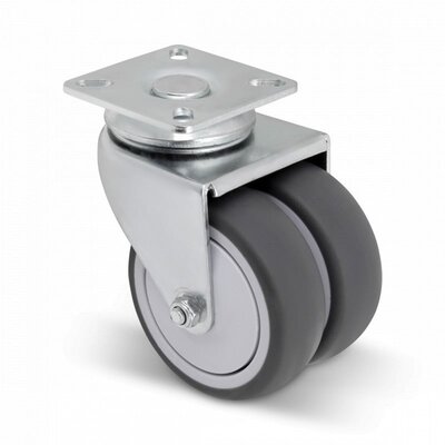 Doppel Lenkrolle 75 mm - Kugellager - Platte - 100 kg