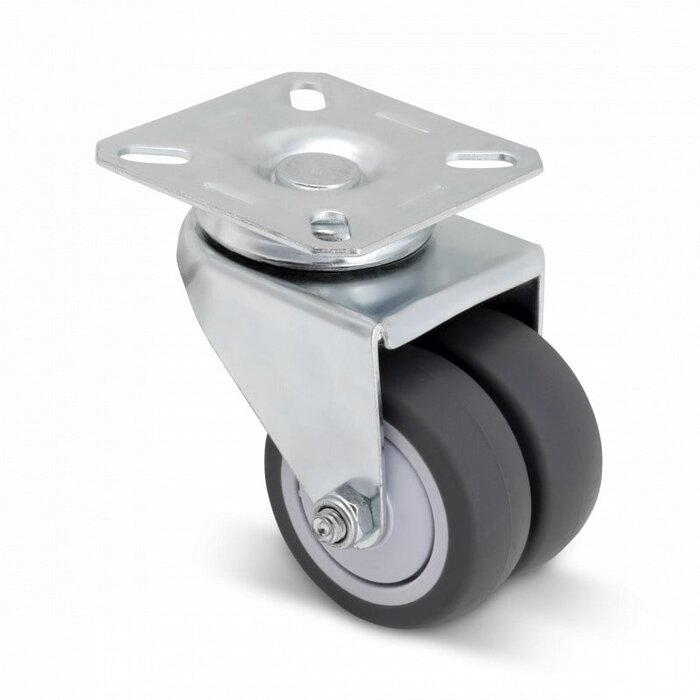 Doppel Lenkrolle 50 mm - Kugellager - Platte - 80 kg