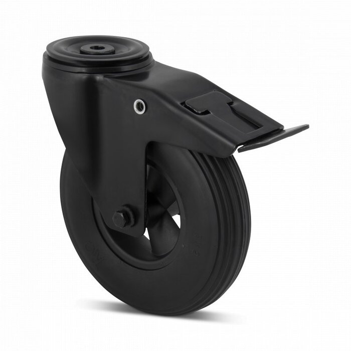 Schwarz geschäumte PU Lenkrolle mit Bremse 200 mm - 100 kg