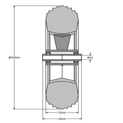Pannensicheres Rad 200 mm aus geschäumtem Polyurethan - 100 kg