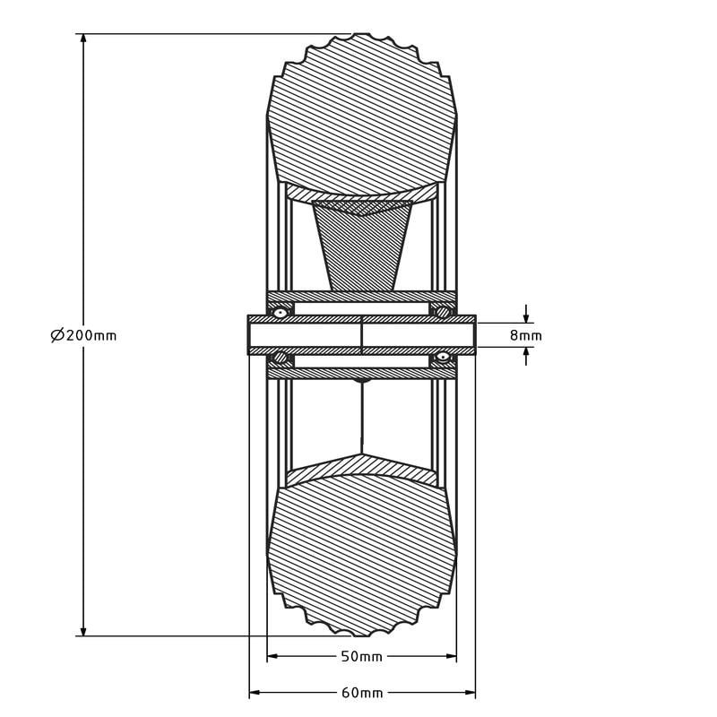 Pannensicheres Rad 200 mm aus geschäumtem Polyurethan - 100 kg