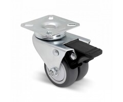 Doppel Lenkrolle mit Bremse 50 mm - 80 kg