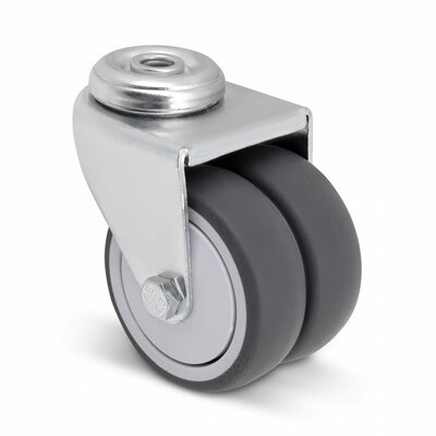 Doppe Lenkrolle 75 mm - Kugellager - Bolzenloch - 100 kg