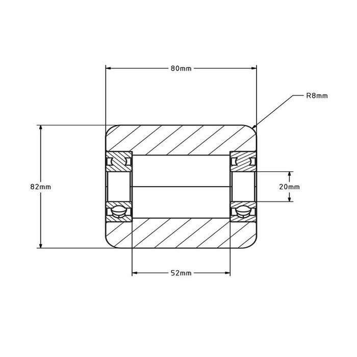 Nylon Palettenrolle 82x80 mm - Kugellager - 800 kg
