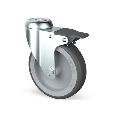 Derby Ruote Lenkrollen mit Bremse aus Edelstahl 100 mm - Gummi - 80 kg