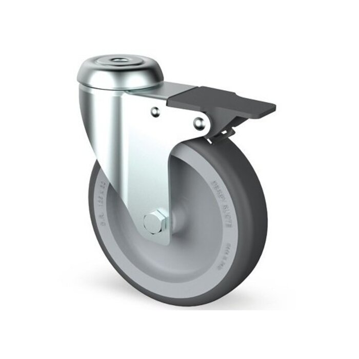 Derby Ruote Lenkrollen mit Bremse aus Edelstahl 100 mm - Gummi - 80 kg