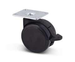Schwarze Möbelrolle mit Bremse 75 mm - 70x58 - 75 kg