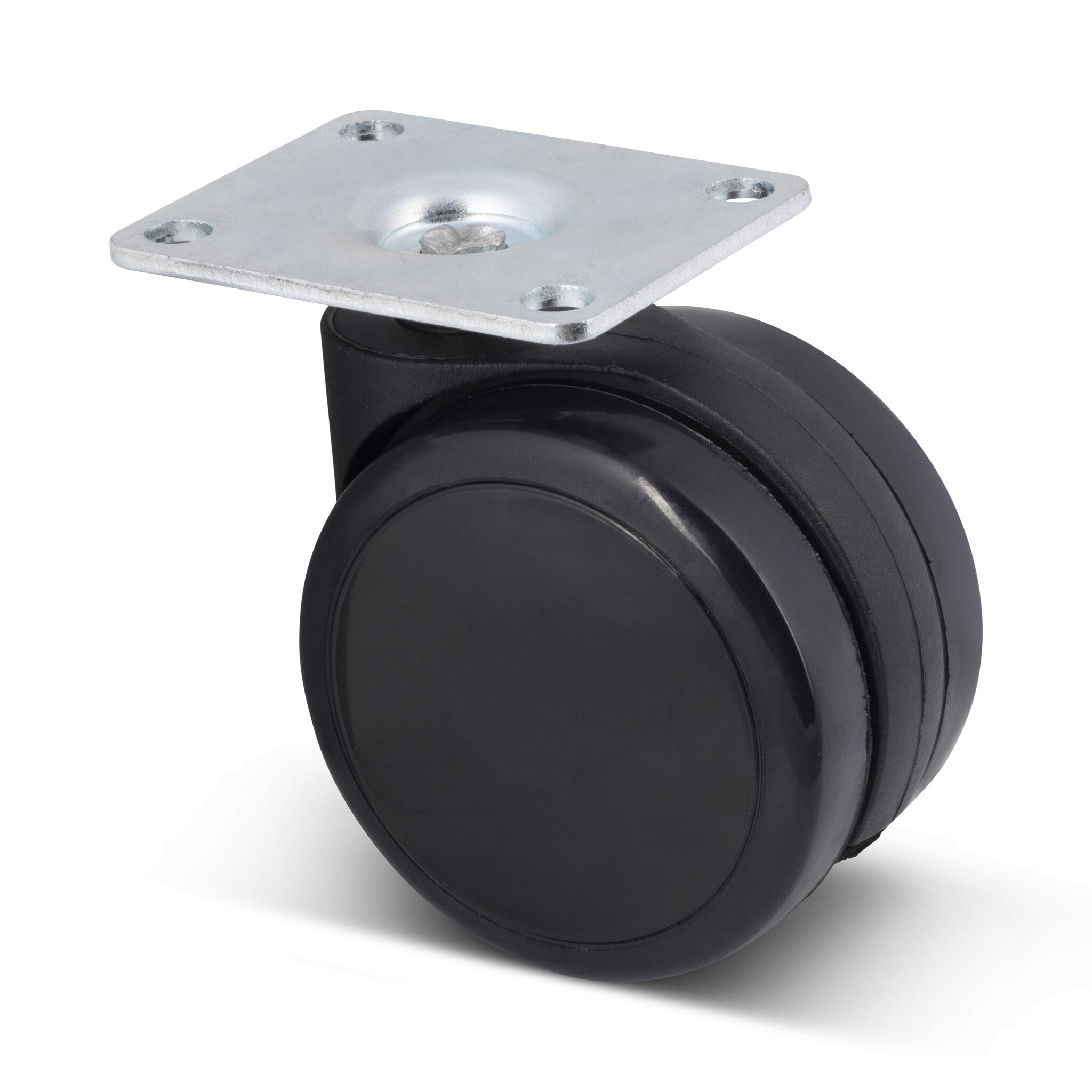 Schwarze Möbelrolle 75 mm - Platte 70x58 mm - 75 kg