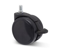 Schwarze Möbelrolle mit Bremse 75 mm - M10 - 75 kg