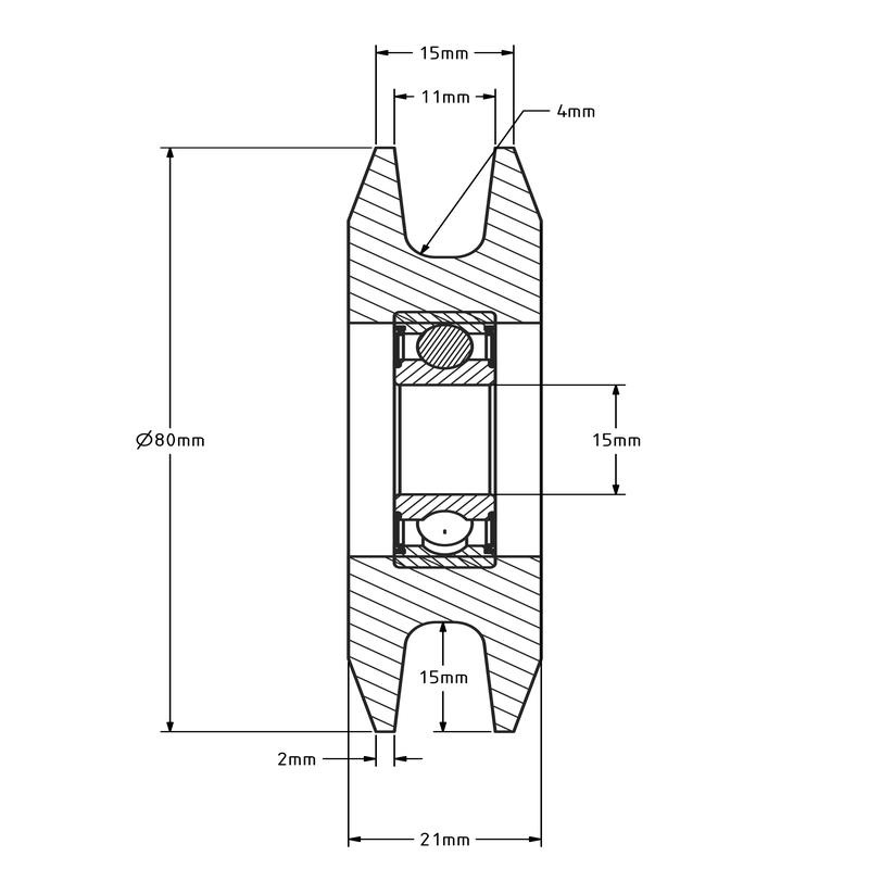 Kunststoff Kabelscheibe 80 mm mit U Rille - 245 kg