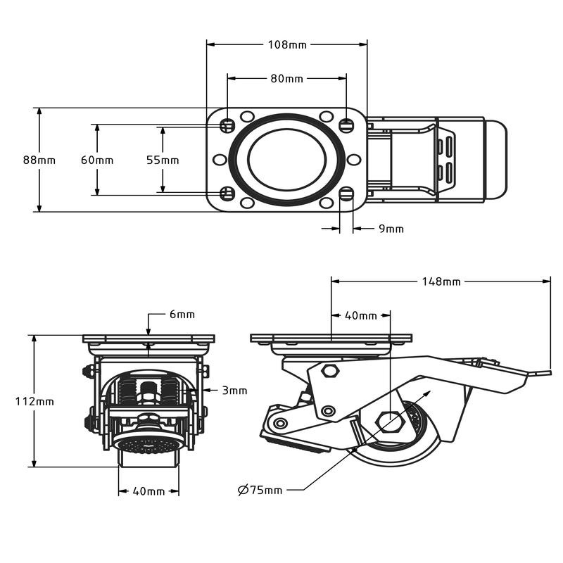 Polyurethan Heberolle 75 mm - 350 kg