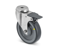 Derby Ruote ESD Edelstahl Polyurethan Lenkrolle mit Bremse 125 mm - 100 kg