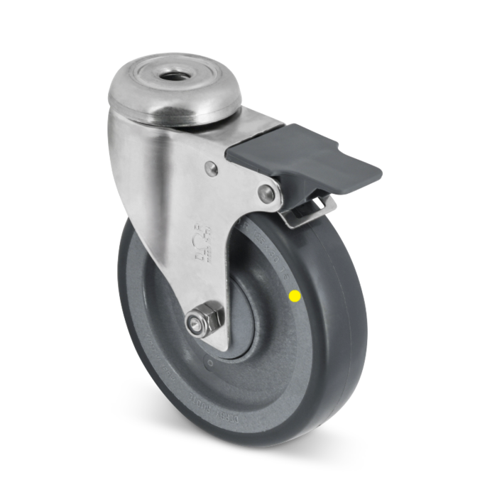 Derby Ruote ESD Edelstahl Polyurethan Lenkrolle mit Bremse 125 mm - 100 kg