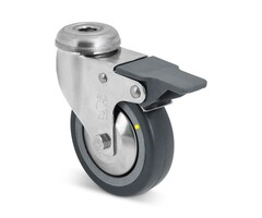 Derby Ruote ESD Edelstahl Lenkrollen mit Bremse 80 mm PU - 50 kg