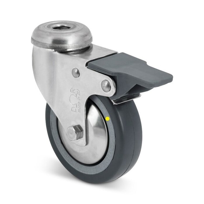 Derby Ruote ESD Edelstahl Lenkrollen mit Bremse 80 mm - Polyurethan - 50 kg