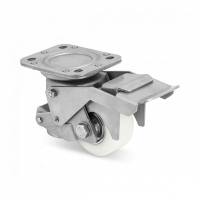 Edelstahl Hebe Lenkrolle mit Stellfuß 80 mm - Nylon - 350 kg